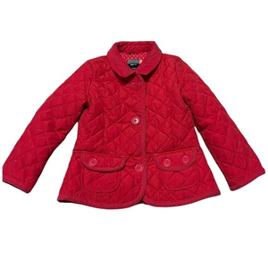 Gap Kids XS (4/5) dark pink button up retro‎ quilted corduroy trim winter coat